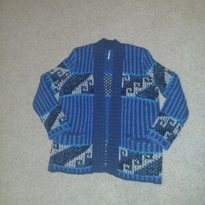 Free People Time And Again Blue and Gray Cardigan Women's Size Small